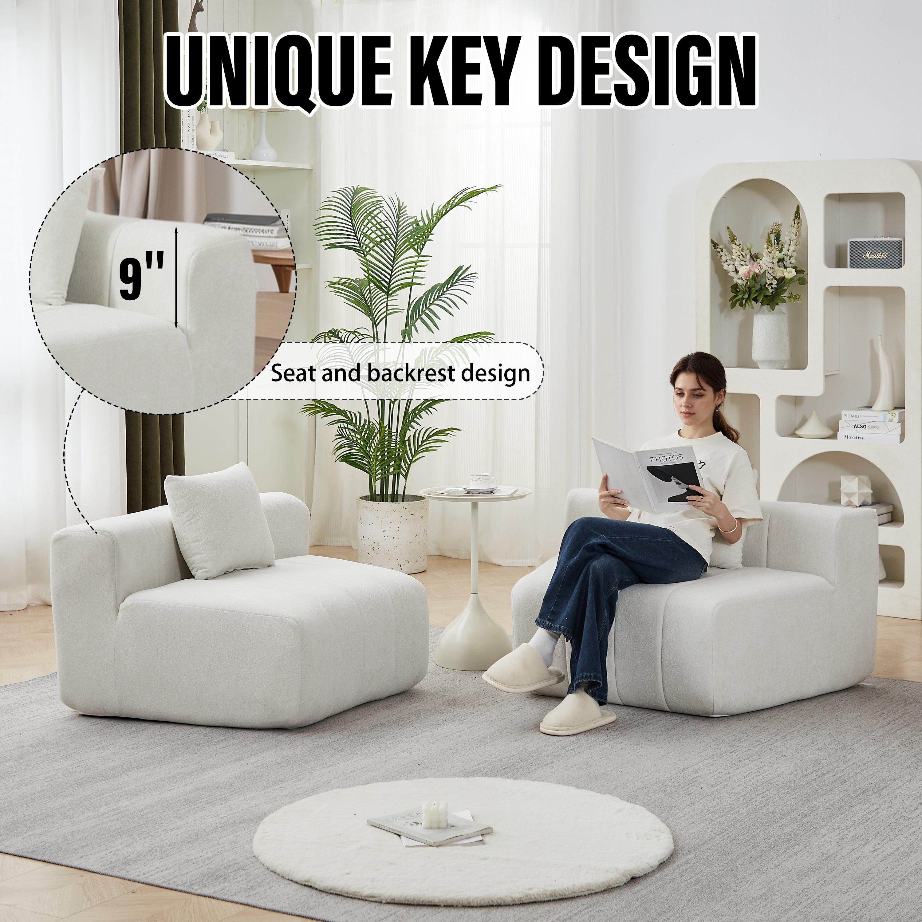 Chenille Curved Sectional Sofa with 2 Pillows.