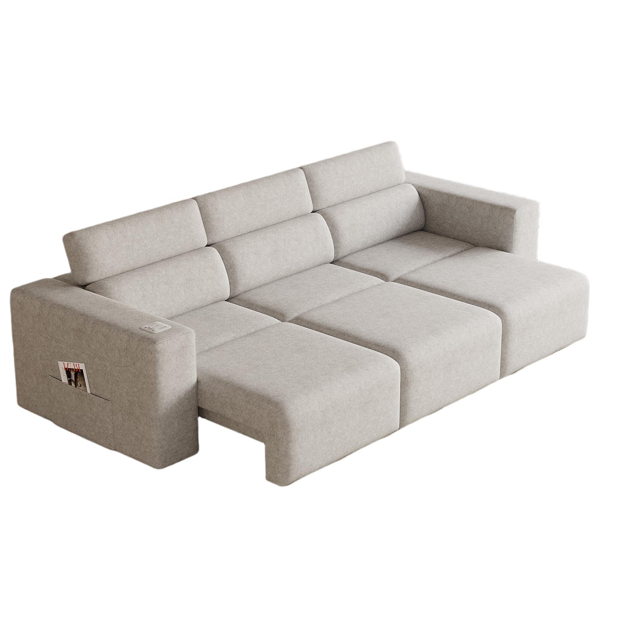 Modern 3-Seater Power Reclining Sofa with Wireless Charging in Gray