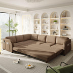 L-Shaped Sofa Couch with Pull-Out Bed for Modern Living.