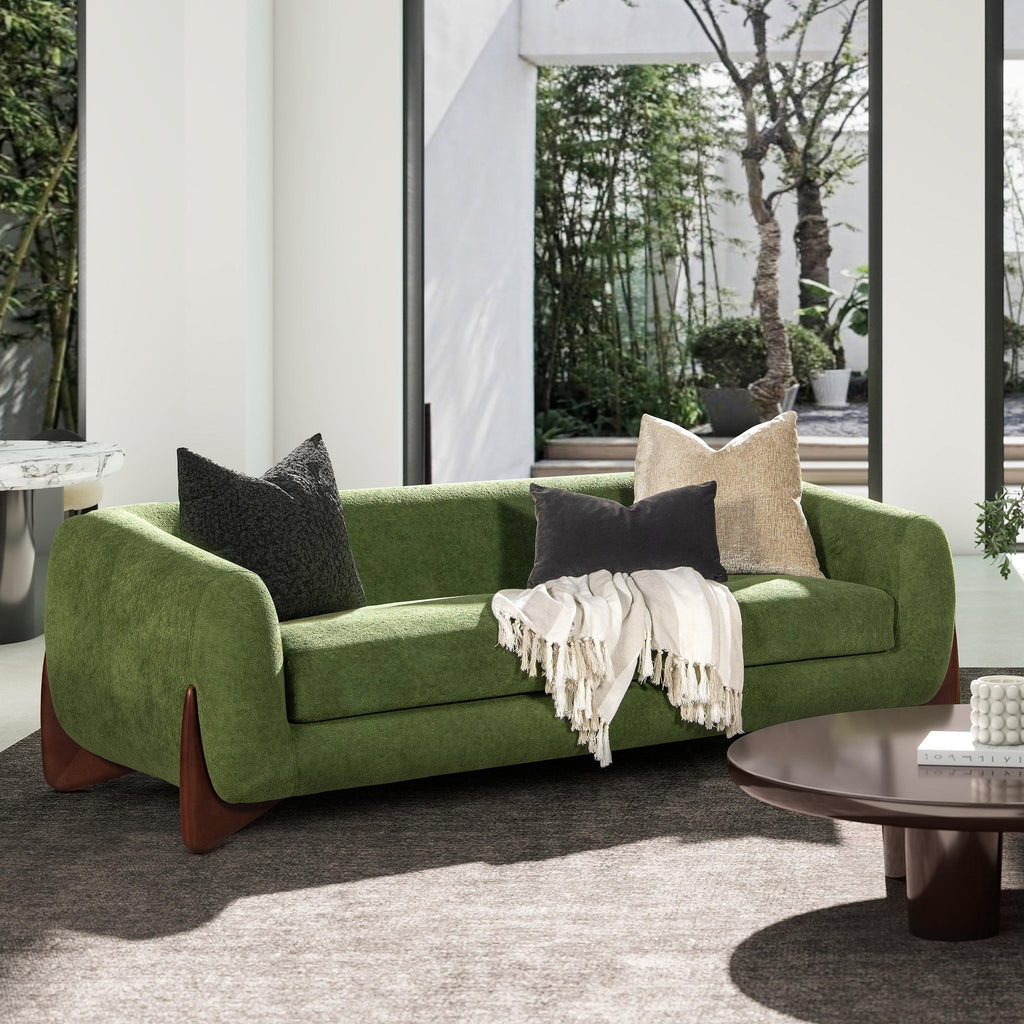 Alpine Moss Green Sherpa Sofa for Cozy Seating.