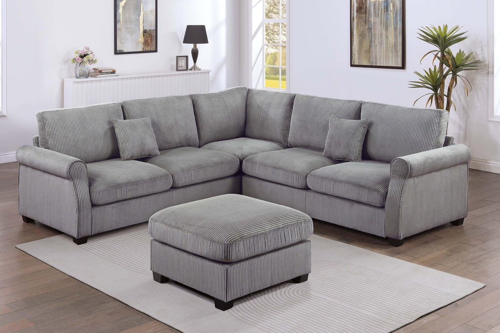 4pc Sectional Set with Matching Pillows and Ottoman.