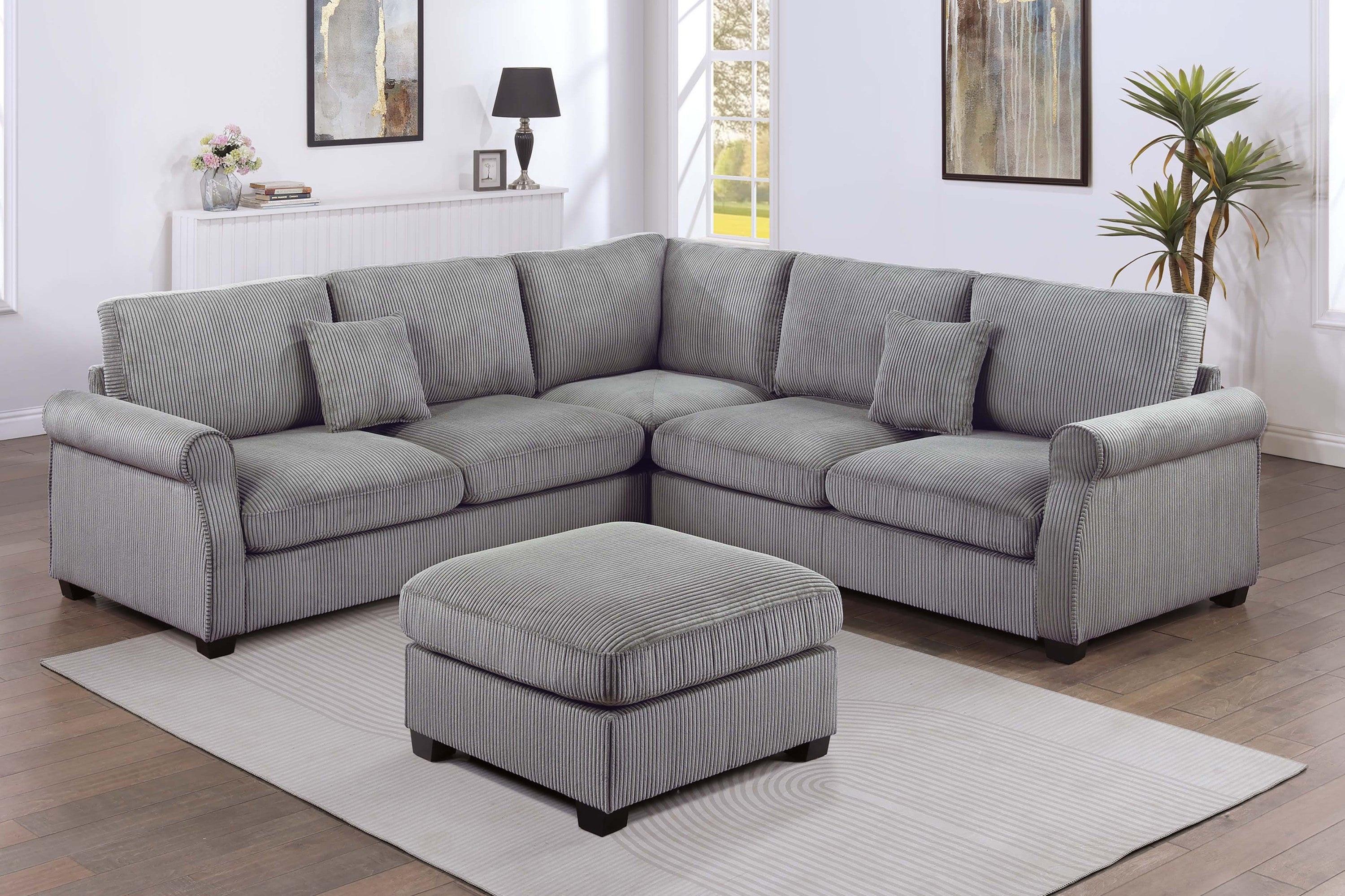 4pc Sectional Set with Matching Pillows and Ottoman.