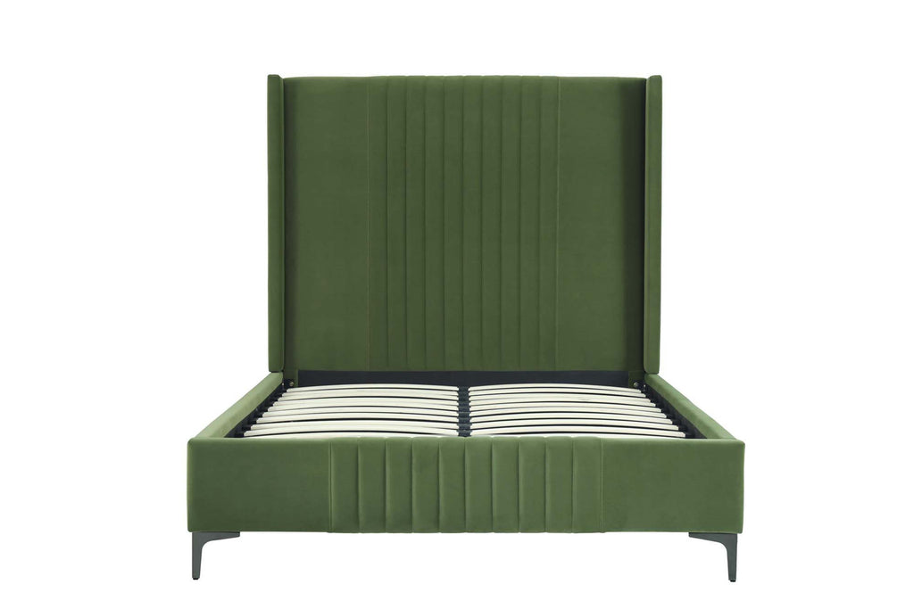Promenade Upholstered Velvet Full Bed in Moss Green