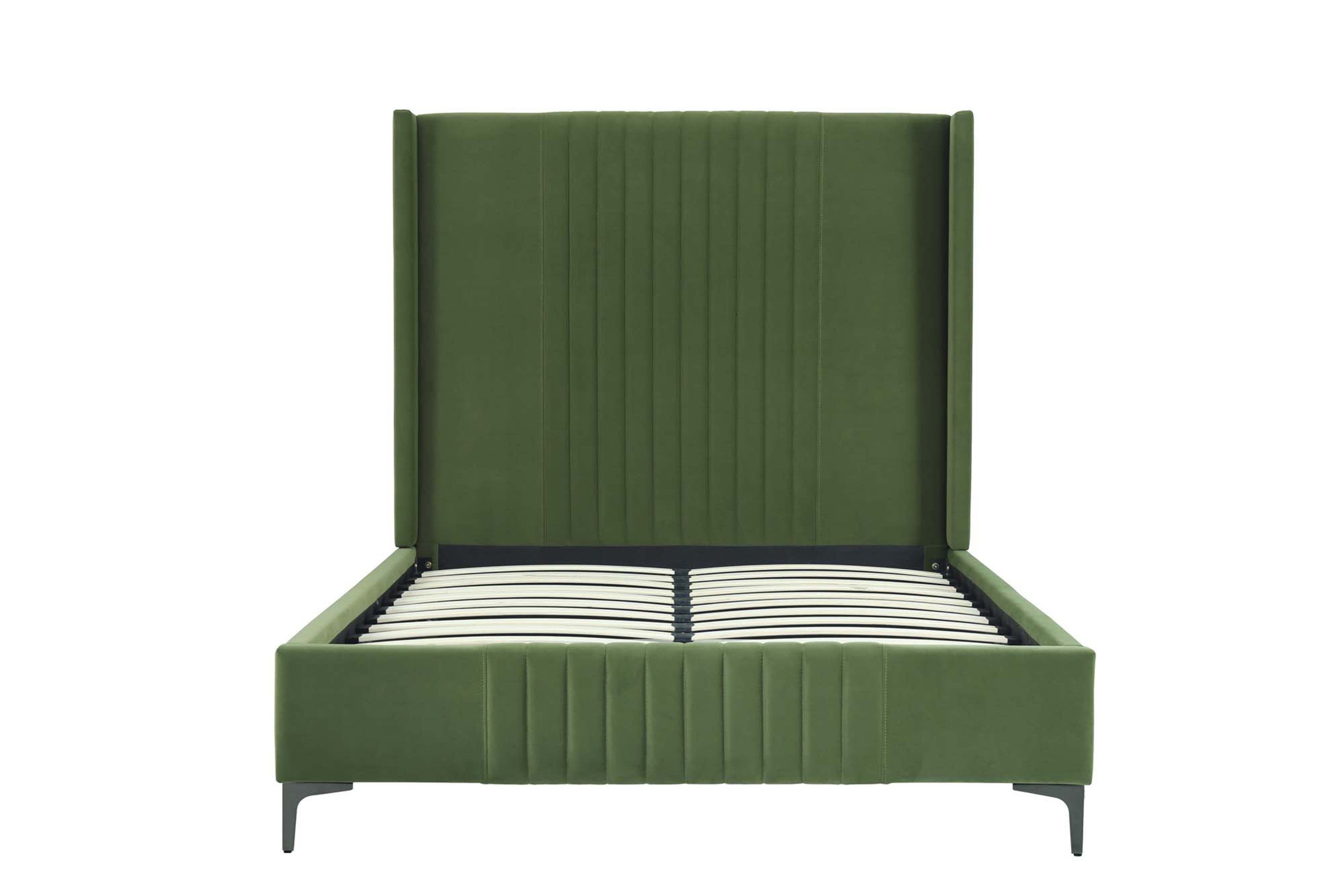 Promenade Upholstered Velvet Full Bed in Moss Green