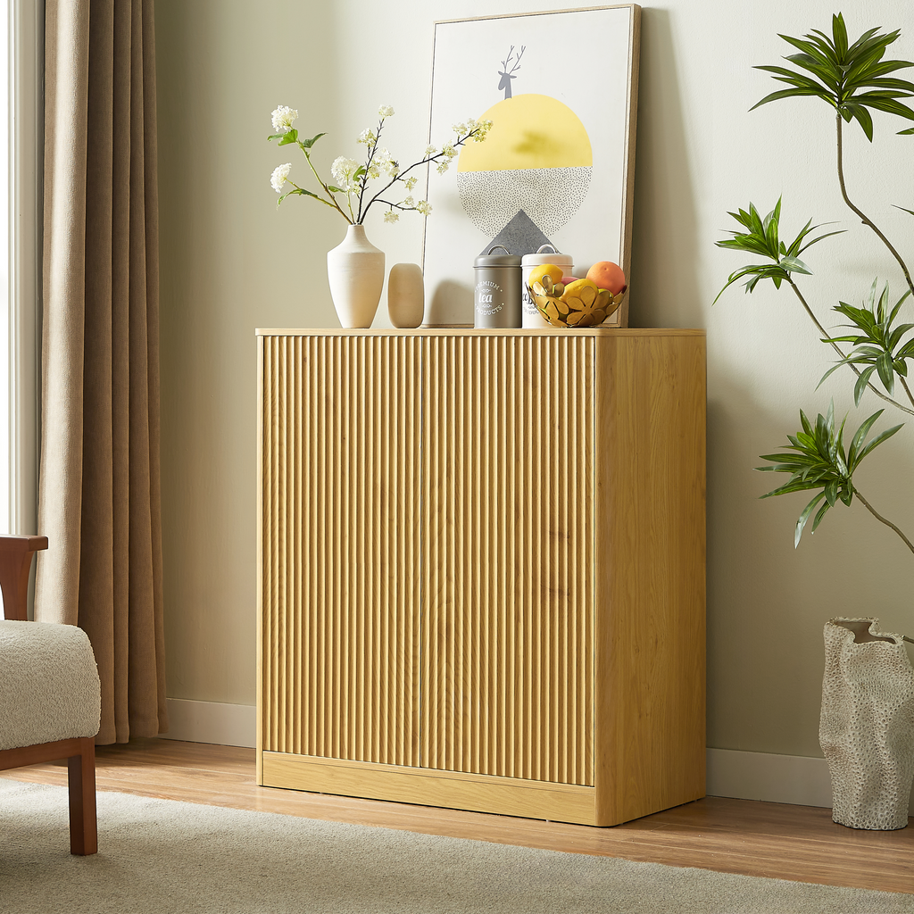 Modern Wavy Sideboard Cabinet with Curved Design.