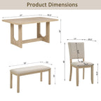 6 Piece Dining Table Set with Bench for Dining Room.