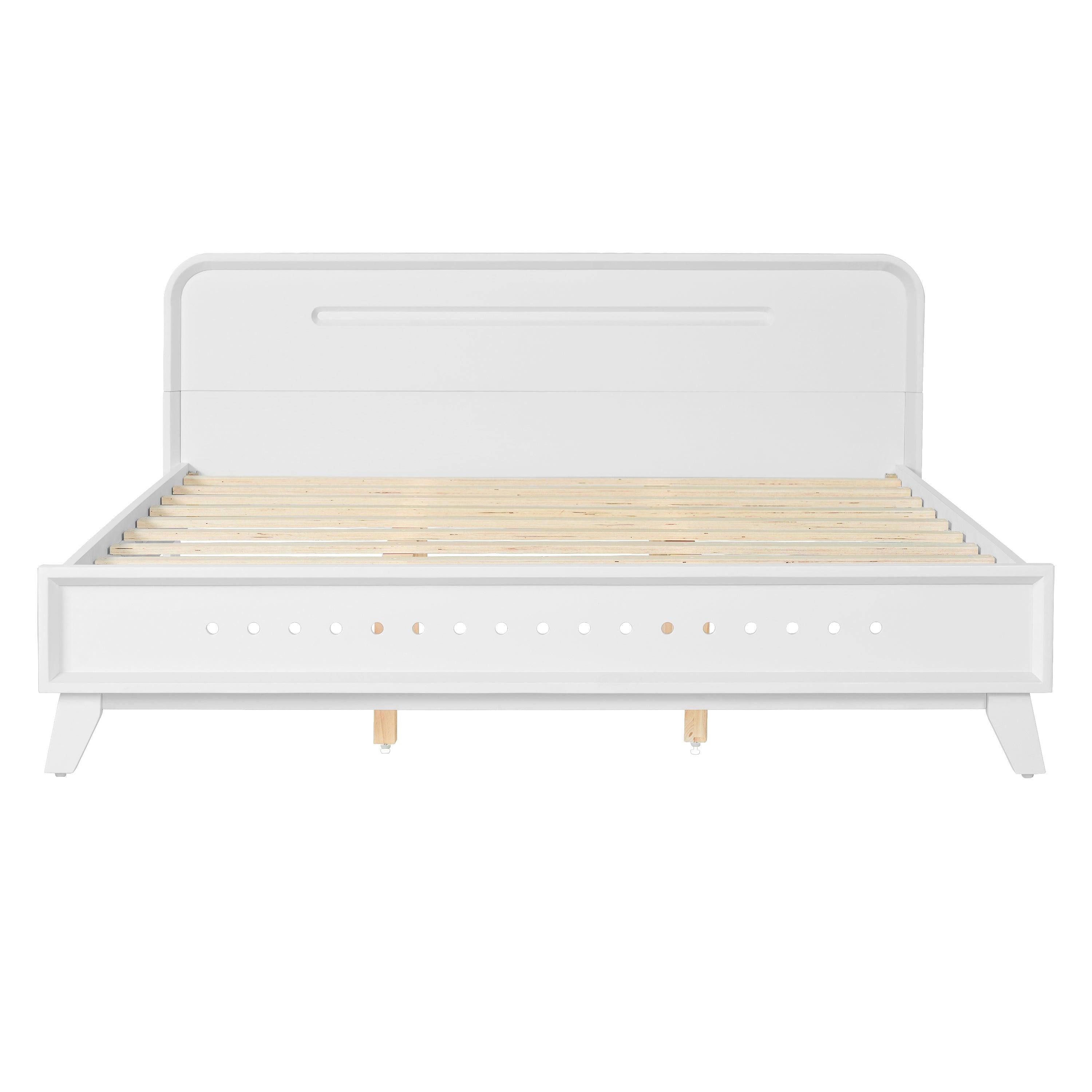 Pine Solid Wood Queen Size Bed - Durable & Elegant.