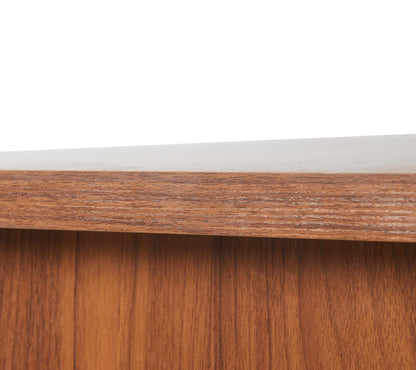 55.1''L, Home Office L-Shaped Versatile Desk Height Adjustable Extendable Desk with Storage Drawers and Cabinet, Walnut