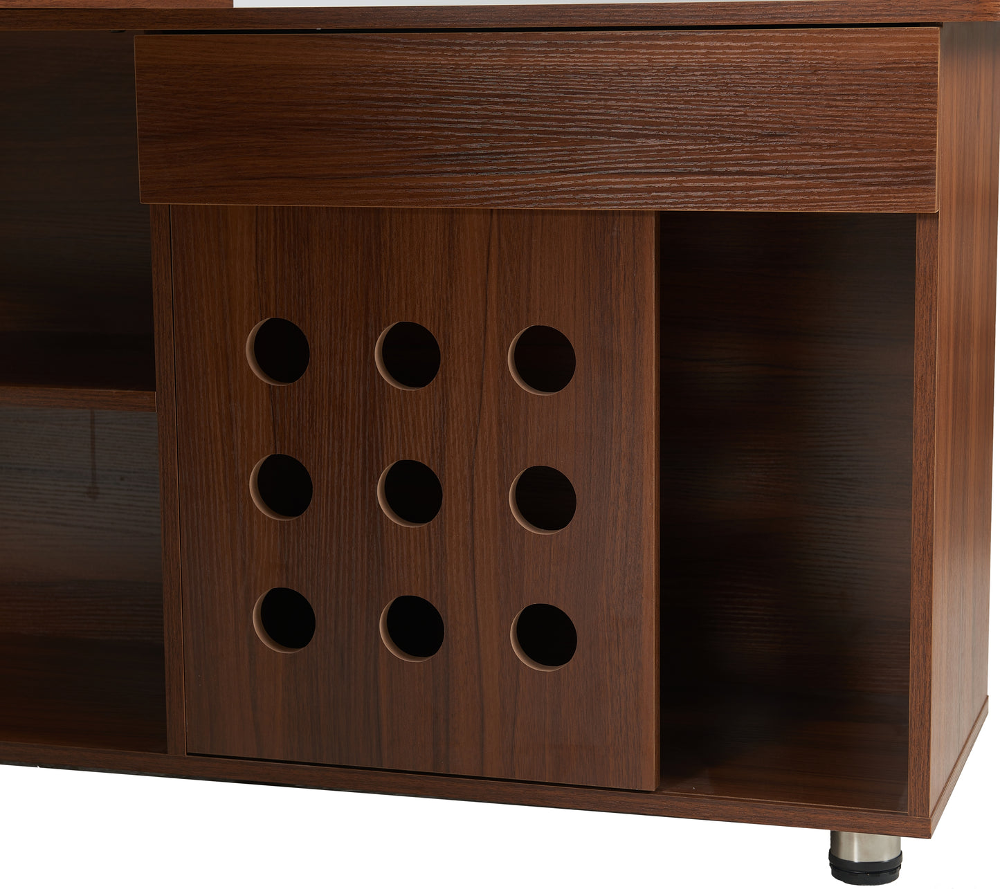 55.1''L, Home Office L-Shaped Versatile Desk Height Adjustable Extendable Desk with Storage Drawers and Cabinet, Walnut