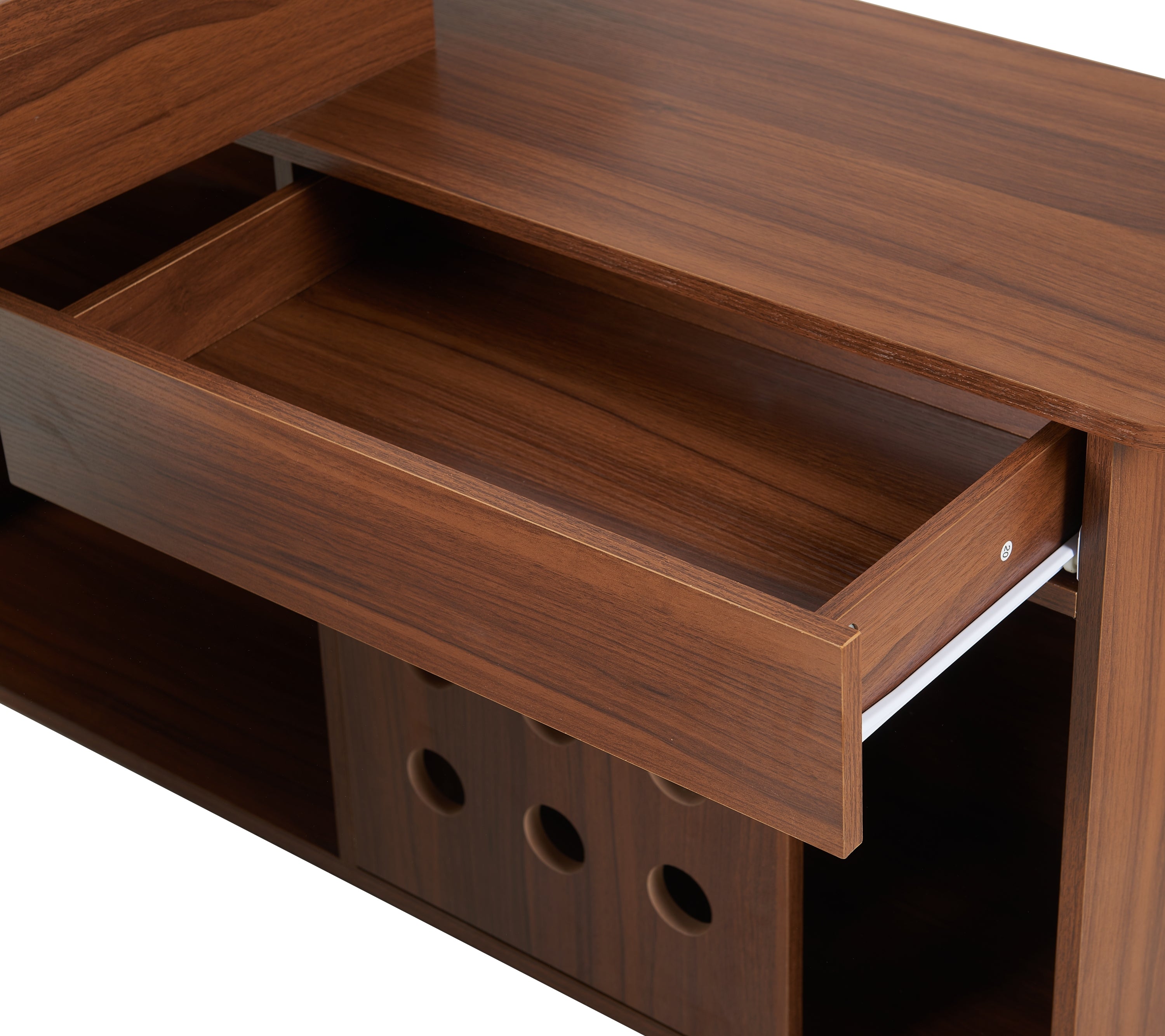 55.1''L, Home Office L-Shaped Versatile Desk Height Adjustable Extendable Desk with Storage Drawers and Cabinet, Walnut