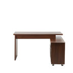 55.1''L, Home Office L-Shaped Versatile Desk Height Adjustable Extendable Desk with Storage Drawers and Cabinet, Walnut