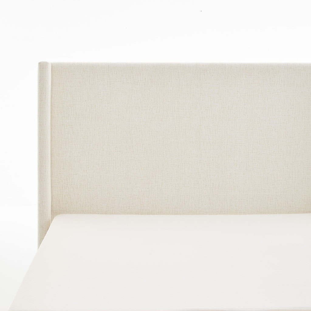 Hosford Upholstered Wingback Bed - Full Size with Wood Base.