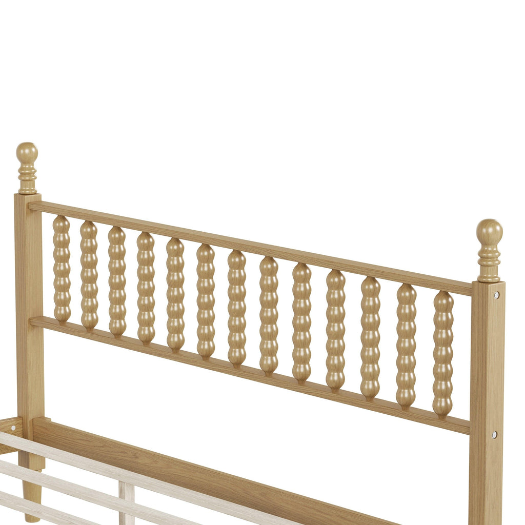 King Size Wood Platform Bed Featuring a Gourd Shaped Headboard.