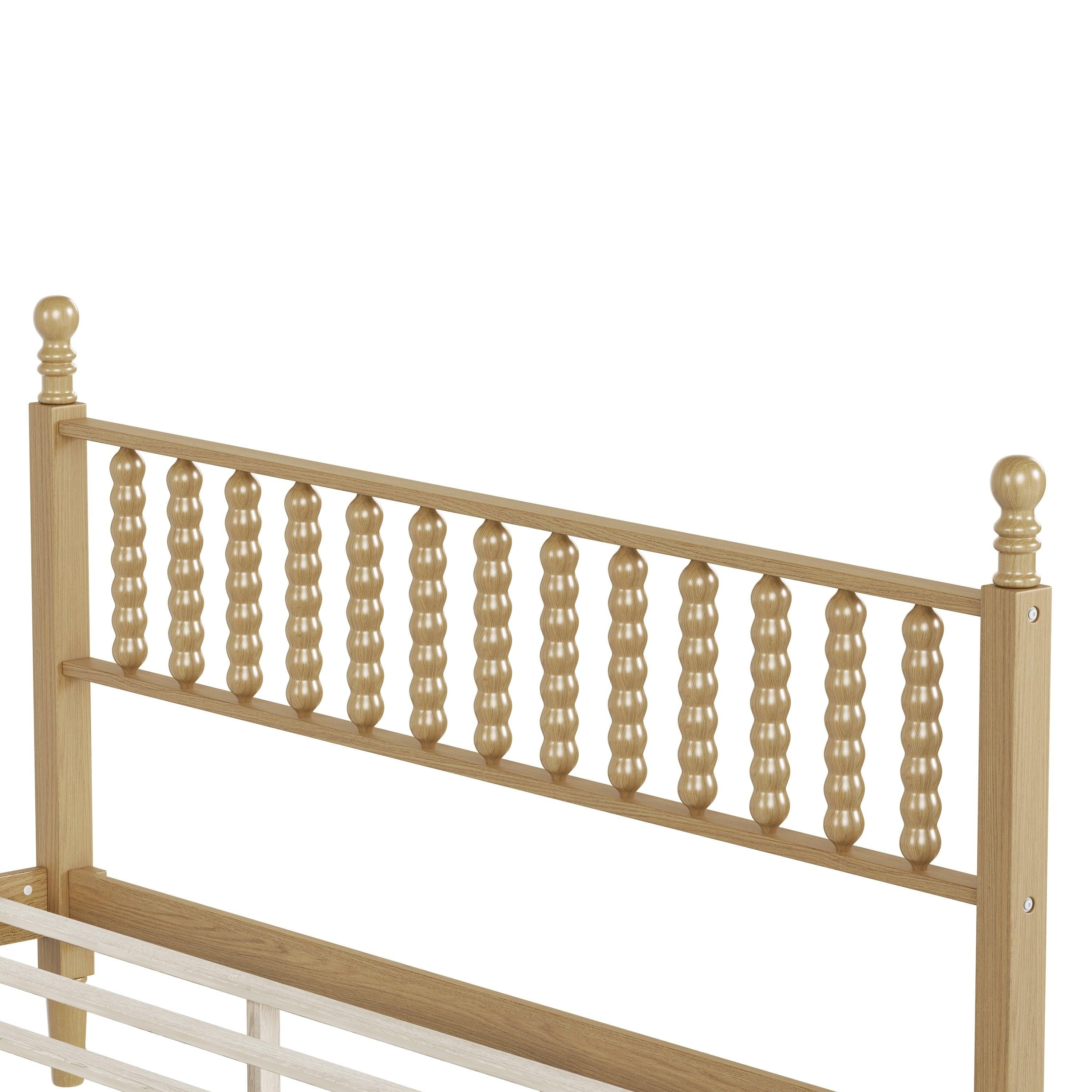 King Size Wood Platform Bed Featuring a Gourd Shaped Headboard.