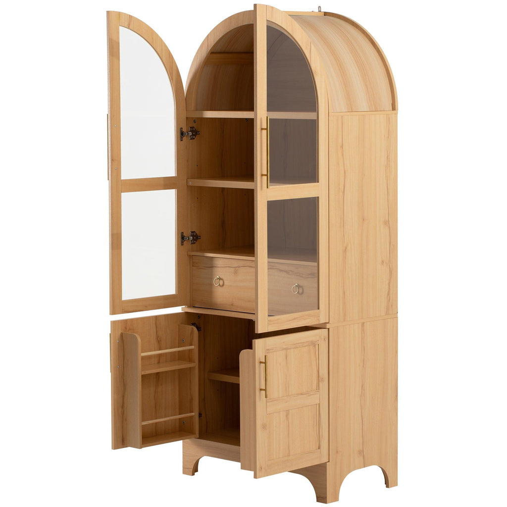 K&K Arched Kitchen Pantry Cabinet for Storage & Organization.