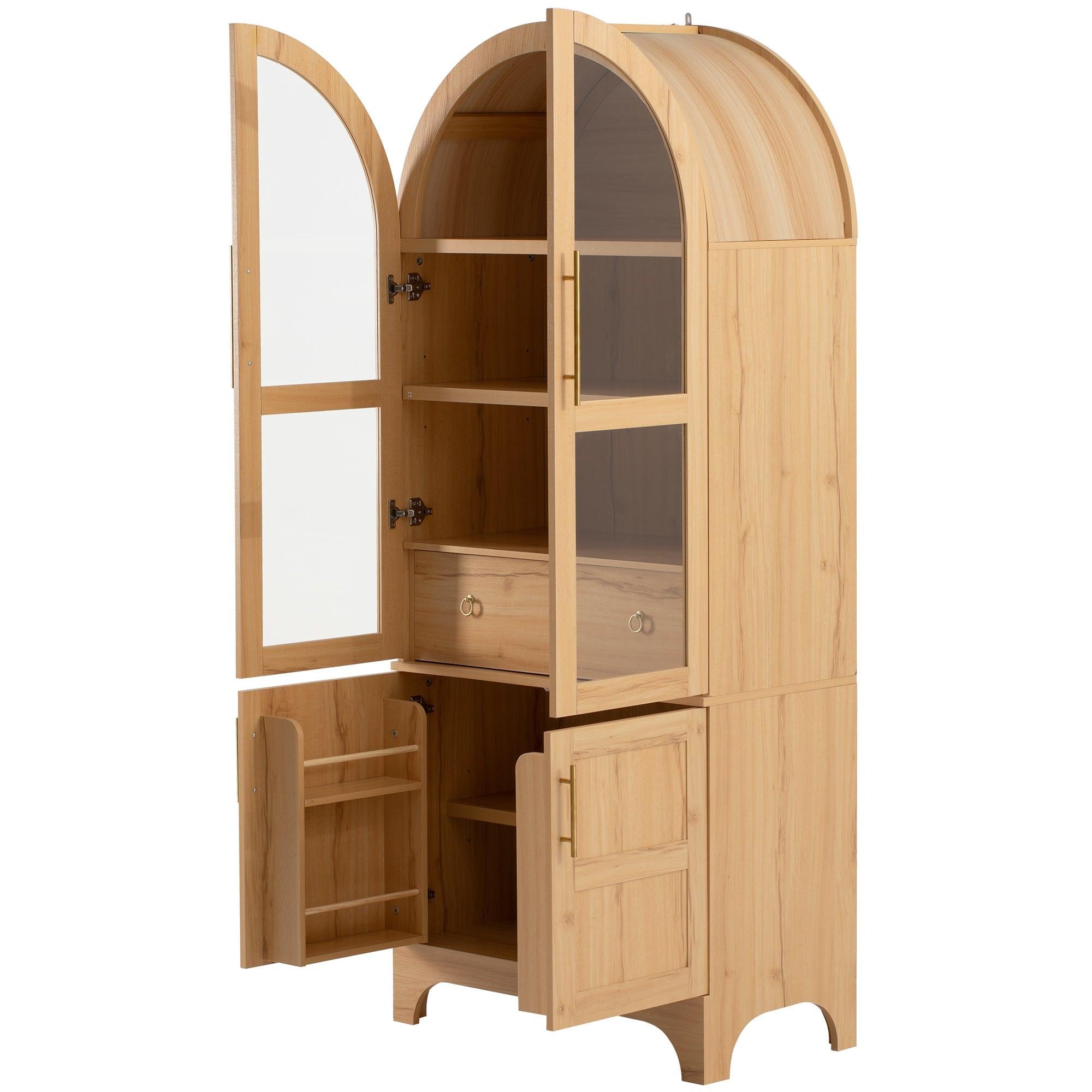 K&K Arched Kitchen Pantry Cabinet for Storage & Organization.