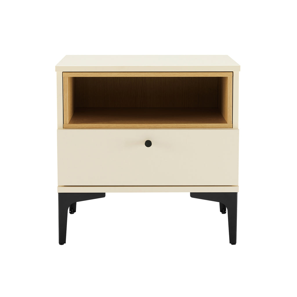 Amara 20' Nightstand in Cream and Light Oak (1-Drawer)
