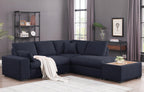 Dark Gray Sectional Sofa with Ottoman.