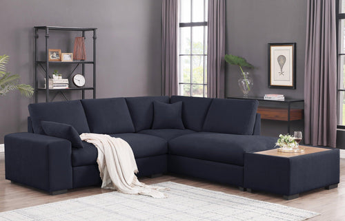 Dark Gray Sectional Sofa with Ottoman.