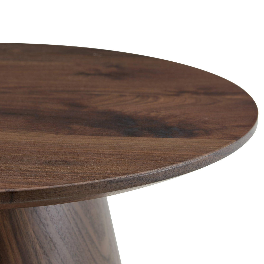 Walnut Wood Coffee Table with 23.6-Inch Diameter.