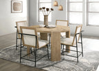 Bowen Oak Dining Table Set - Cream Chairs in bright dining space. Round oak table with four upholstered chairs, perfect for contemporary homes.