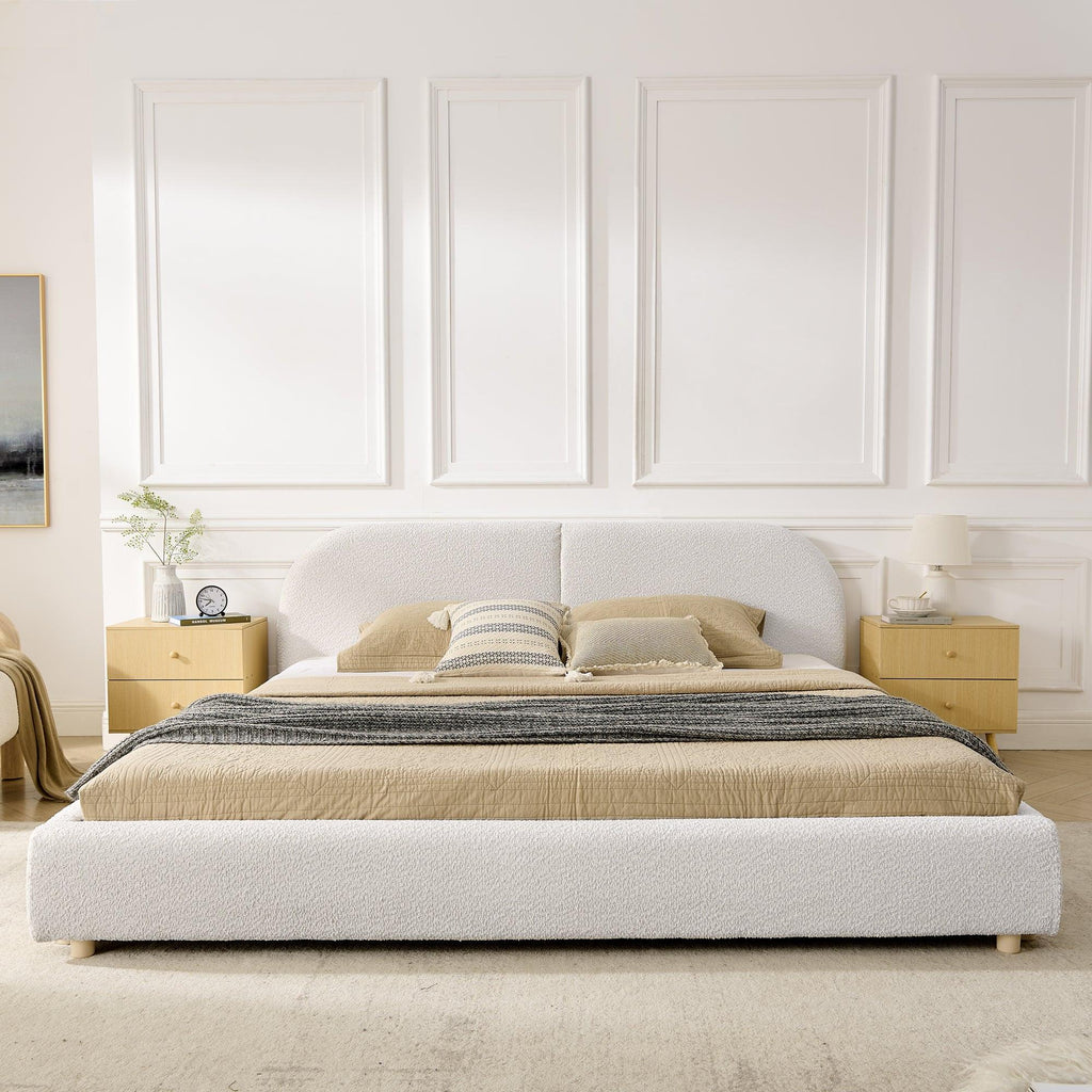 King Size Upholstered Bed Frame with Curved Headboard.