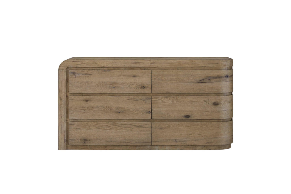 Curved Dresser with English Knotty Oak Finish.