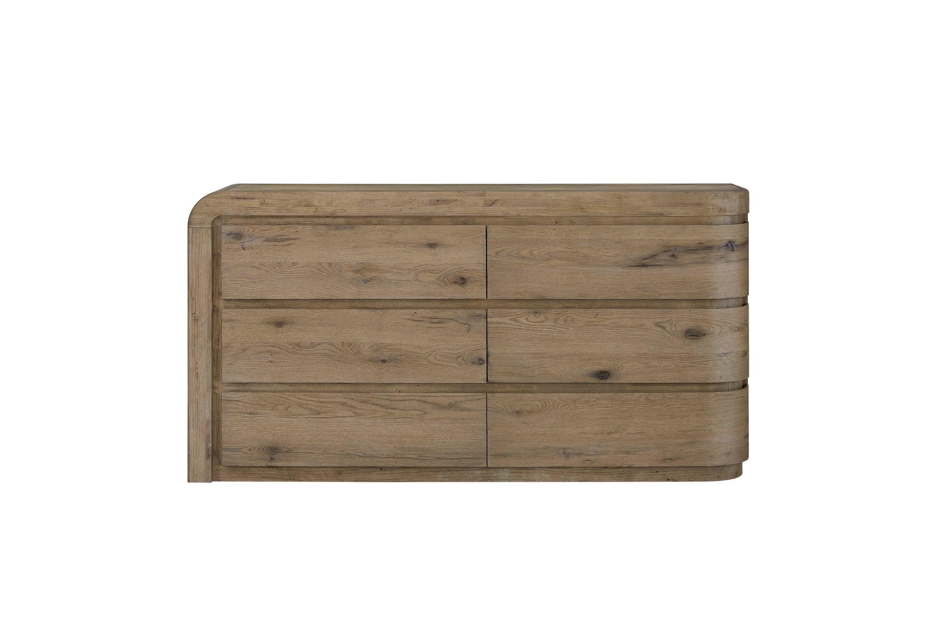 Curved Dresser with English Knotty Oak Finish.