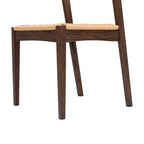 Capri Woven Seat Oak Wood Dining Chair Dark Brown Red Oak.