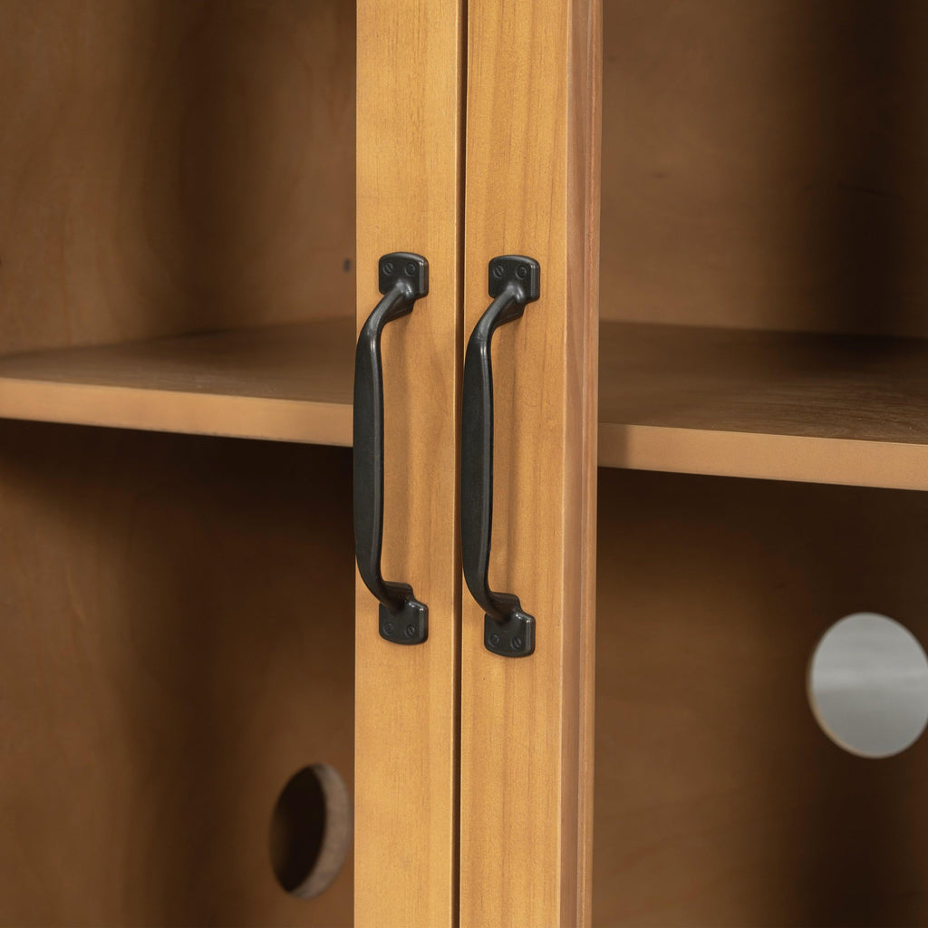 Natural Wood Storage Cabinet for Entryway - 4 Doors.