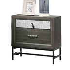 Contemporary Nightstand with Gray Finish and Metal Legs.