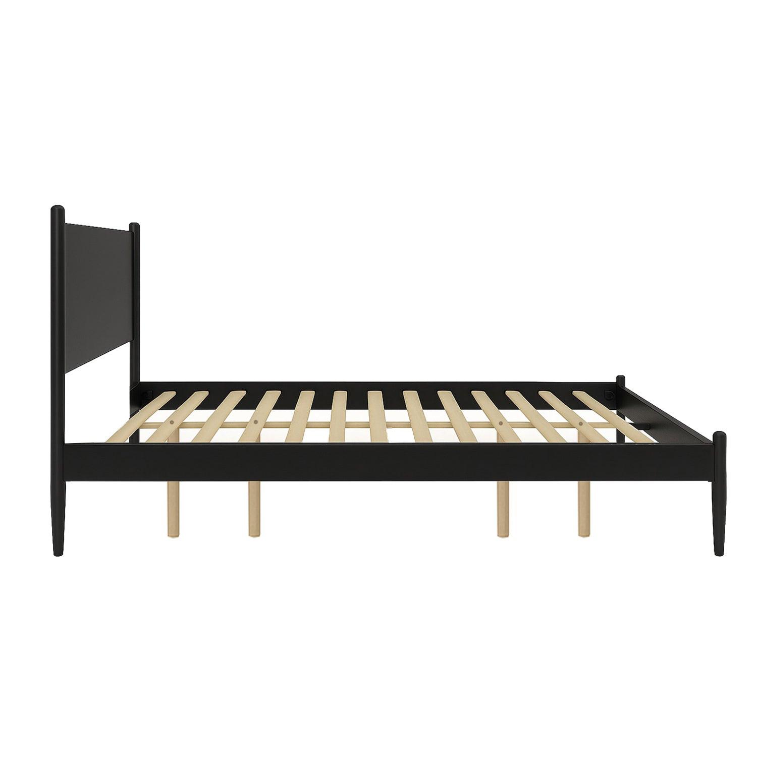 California King Wooden Platform Bed in Black Finish.