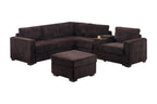 L-Shaped Sectional Set with USB Cup Holders & Ottoman.