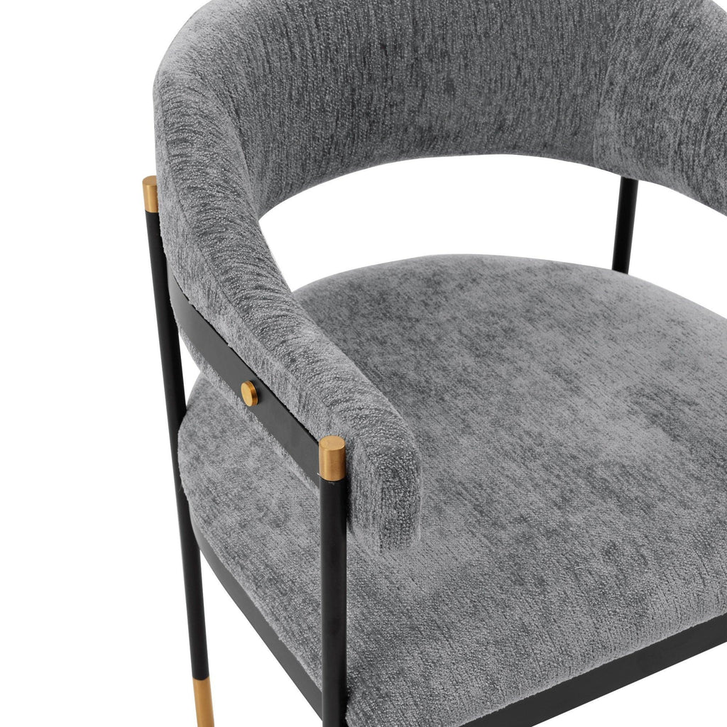 Lia Metal Chenille Armchair in Gray.