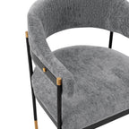 Lia Metal Chenille Armchair in Gray.