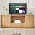 64-Inch Natural Wavy Wood TV Stand with Rounded Storage Cabinet
