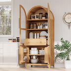 K&K Arched Kitchen Pantry Cabinet for Storage & Organization.