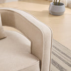 Swivel Accent Open Back Chair with Weathered Base, Linen.