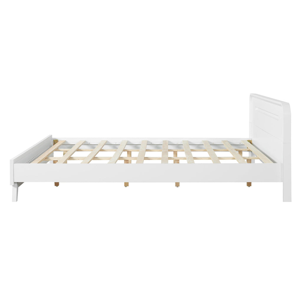 Pine Solid Wood King Size Bed - No Box Spring Needed.