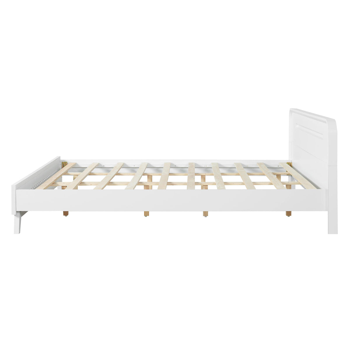 Pine Solid Wood King Size Bed - No Box Spring Needed.
