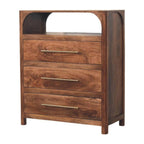 Solid Wood Arc-Line 3 Drawer Chest - Solid Wood 3 Drawer Chest.