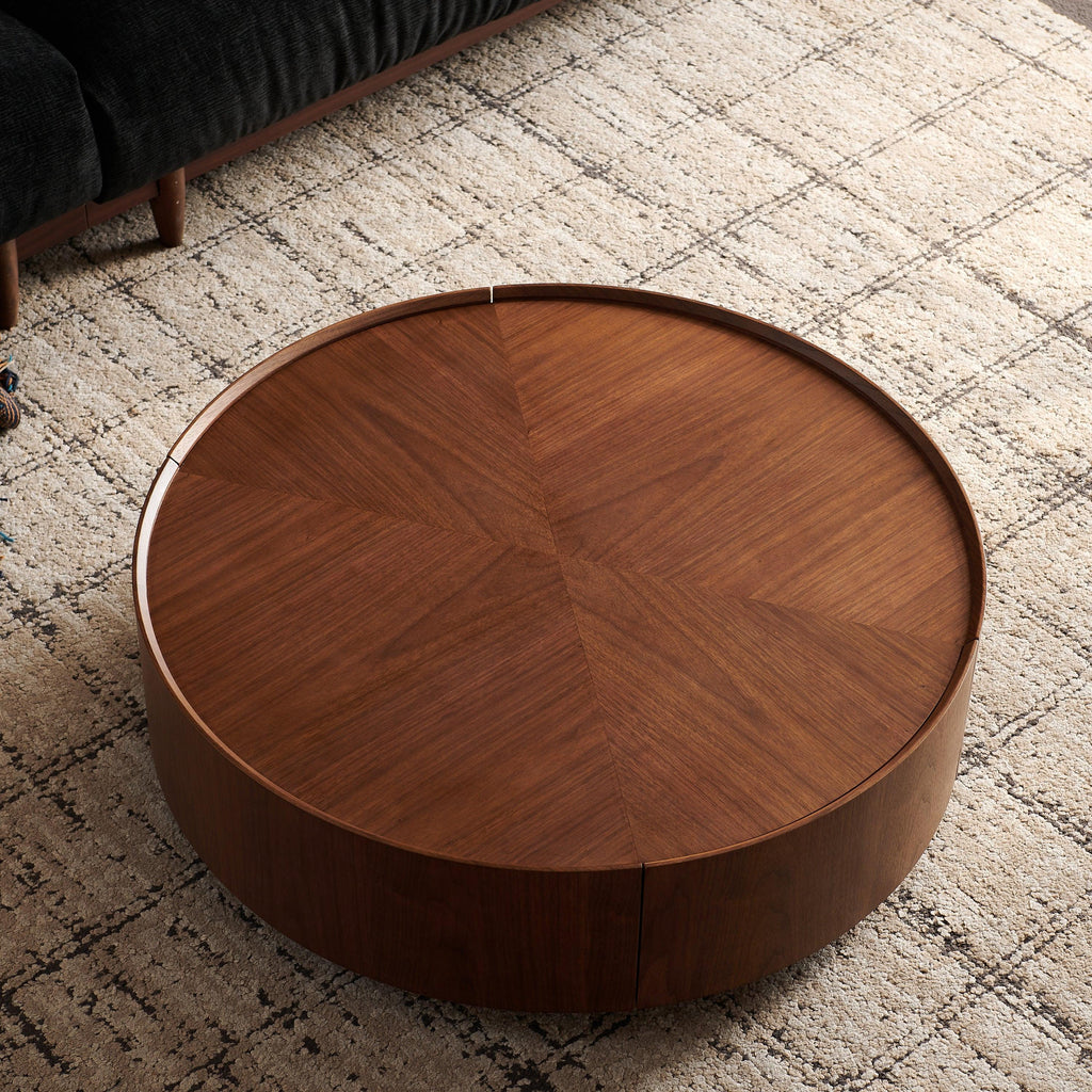 39.3-Inch Walnut Coffee Table for Living Room.