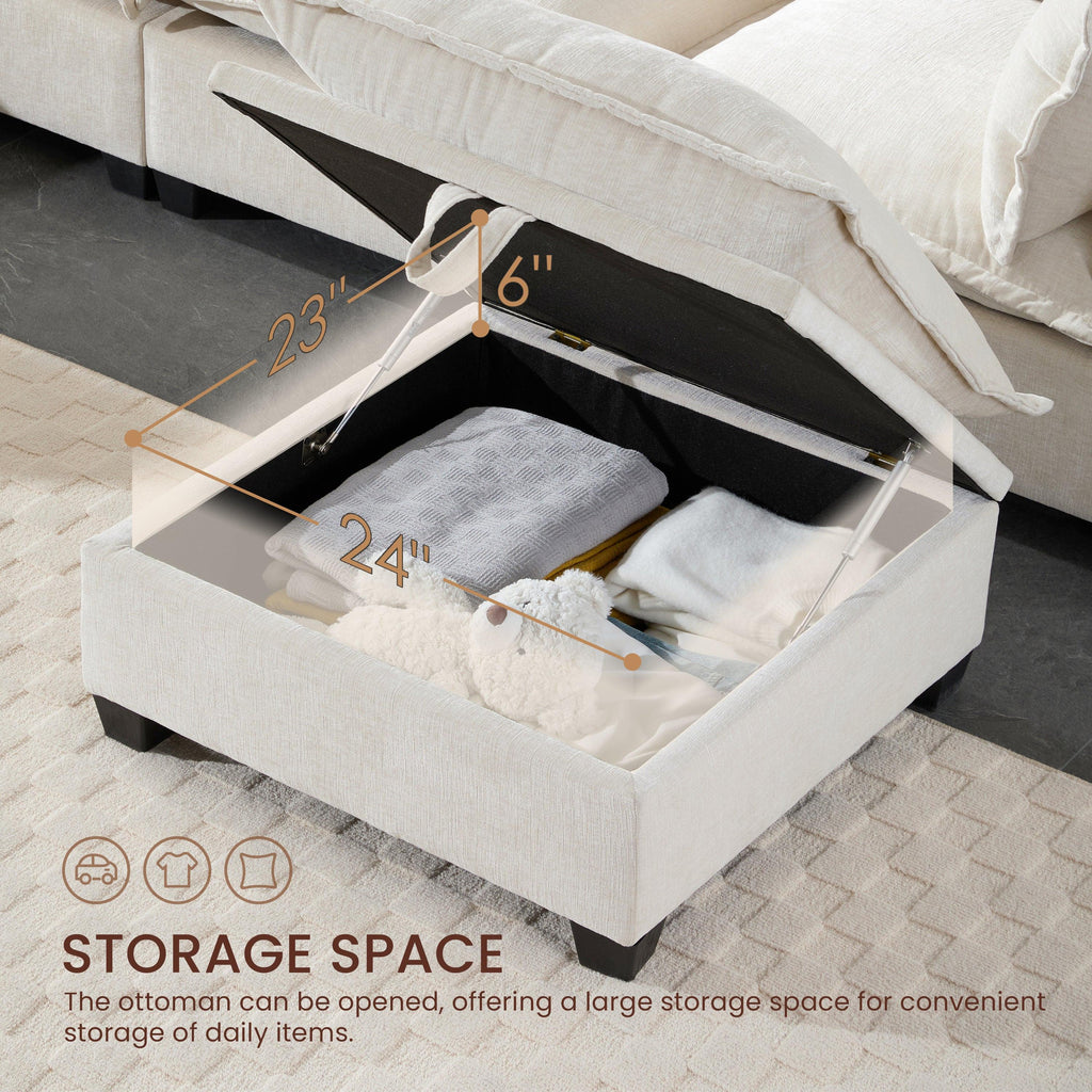117.5'' Modular Sectional Sofa with Movable Storage Ottoman.