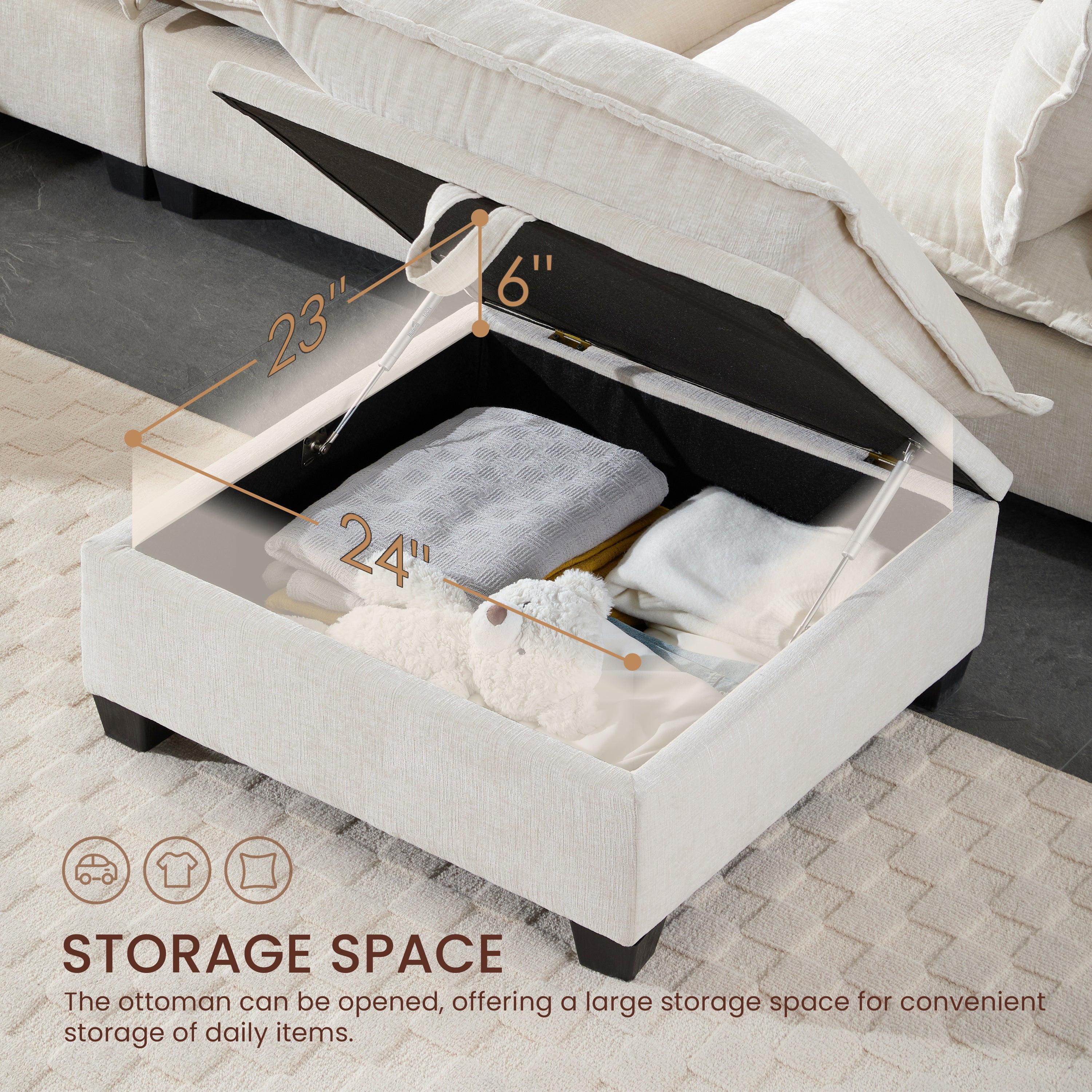 117.5'' Modular Sectional Sofa with Movable Storage Ottoman.