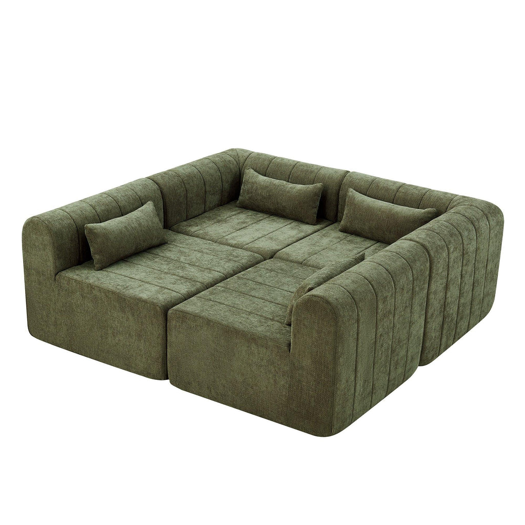 Green Modular Sectional Sofa - 145.5 Inch Design.