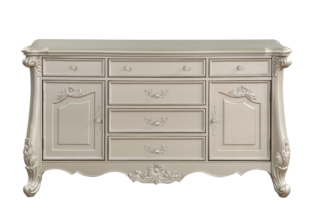 Bently 71-Inch Champagne Synthetic Wood Dresser with 6 Storage Drawers