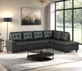 Modern 5-Seater Black Faux Leather Sectional with Reversible Chaise