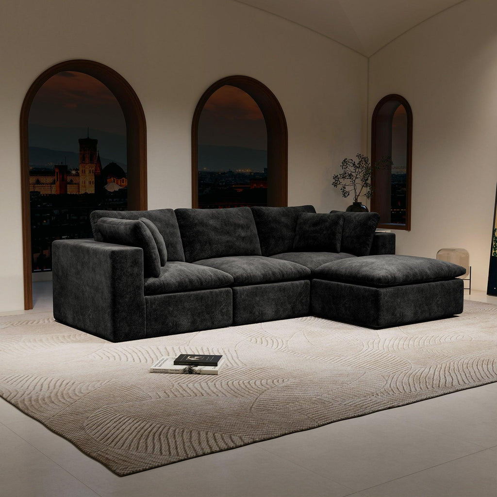Modular Sectional Sofa Black - No Assembly Required.