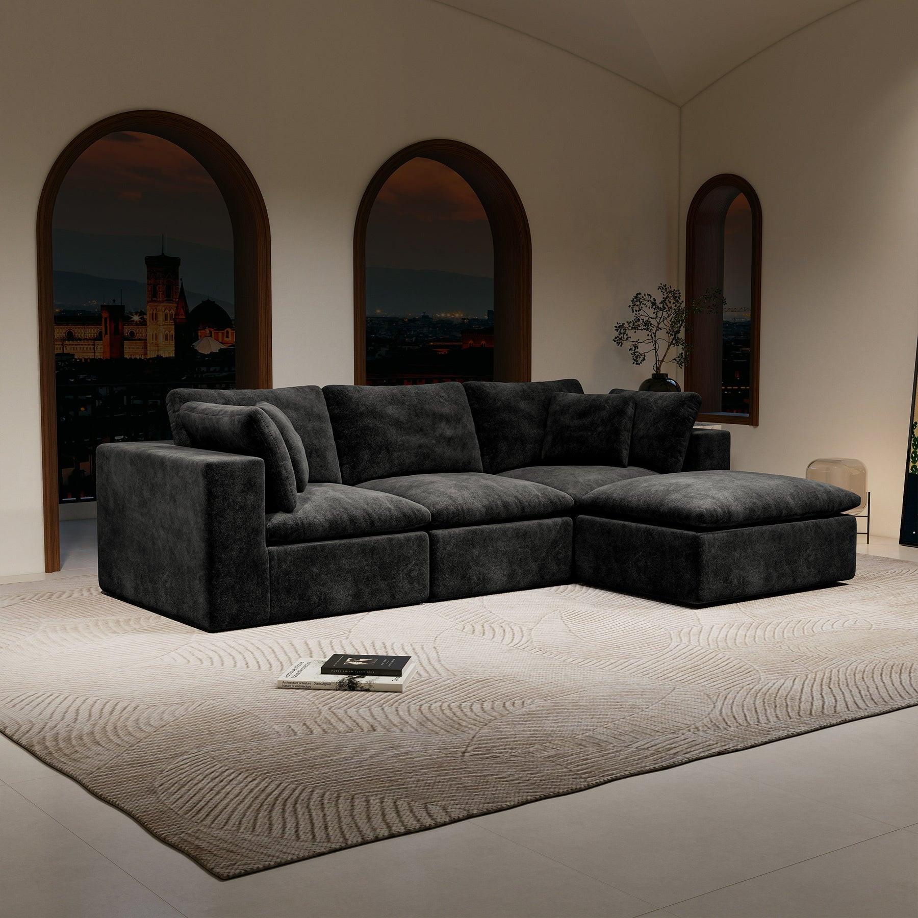 Modular Sectional Sofa Black - No Assembly Required.