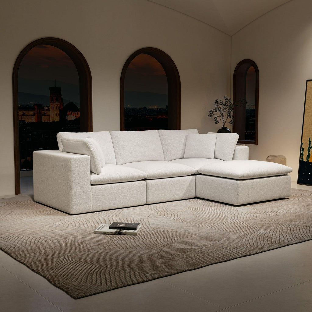 Modular Sectional Sofa - White Plush Corduroy.